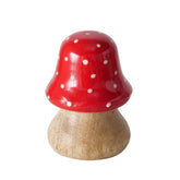 Paddenstoel hout rood witte stippen 5cm - (BO-9720258)